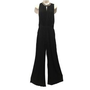 Sans Souci Black Pearl Neck Embellished Jumpsuit Small